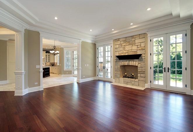 contemporary living room with sleek hardwood floors